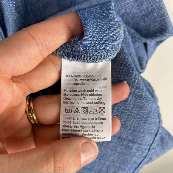 J. Crew Chambray‎ Sleeveless Full Button Up Down Summer Mini Apron Dress Size 2 - Picture 3 of 4